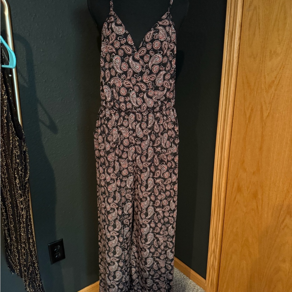 Olivia Grey Paisley Print Jumpsuit - Size L